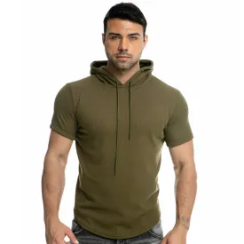 Men's Sports Short-Sleeved Pullover Hooded T-Shirt