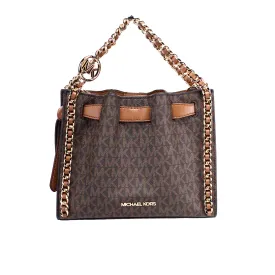 Michael Kors Mina Belted Brown PVC Chain Crossbody Bag