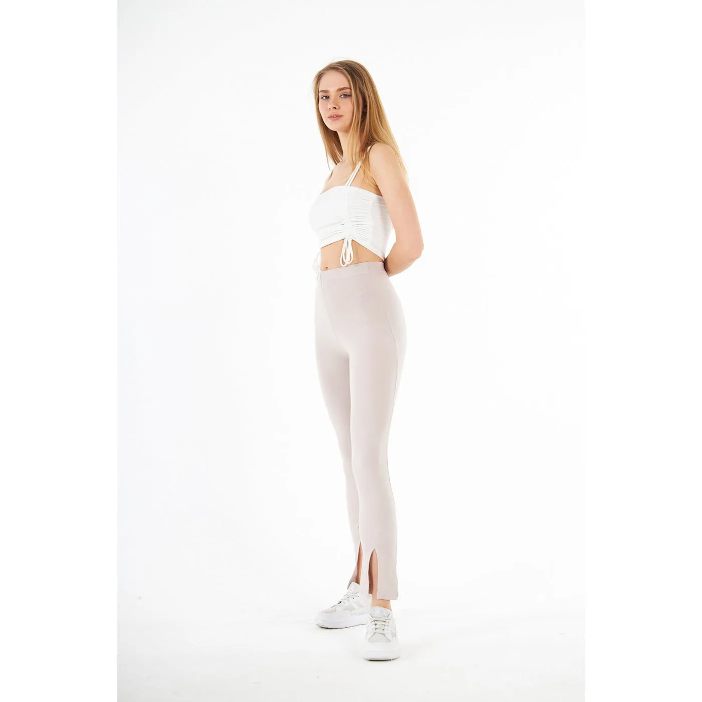 Nude Split Hem Leggings