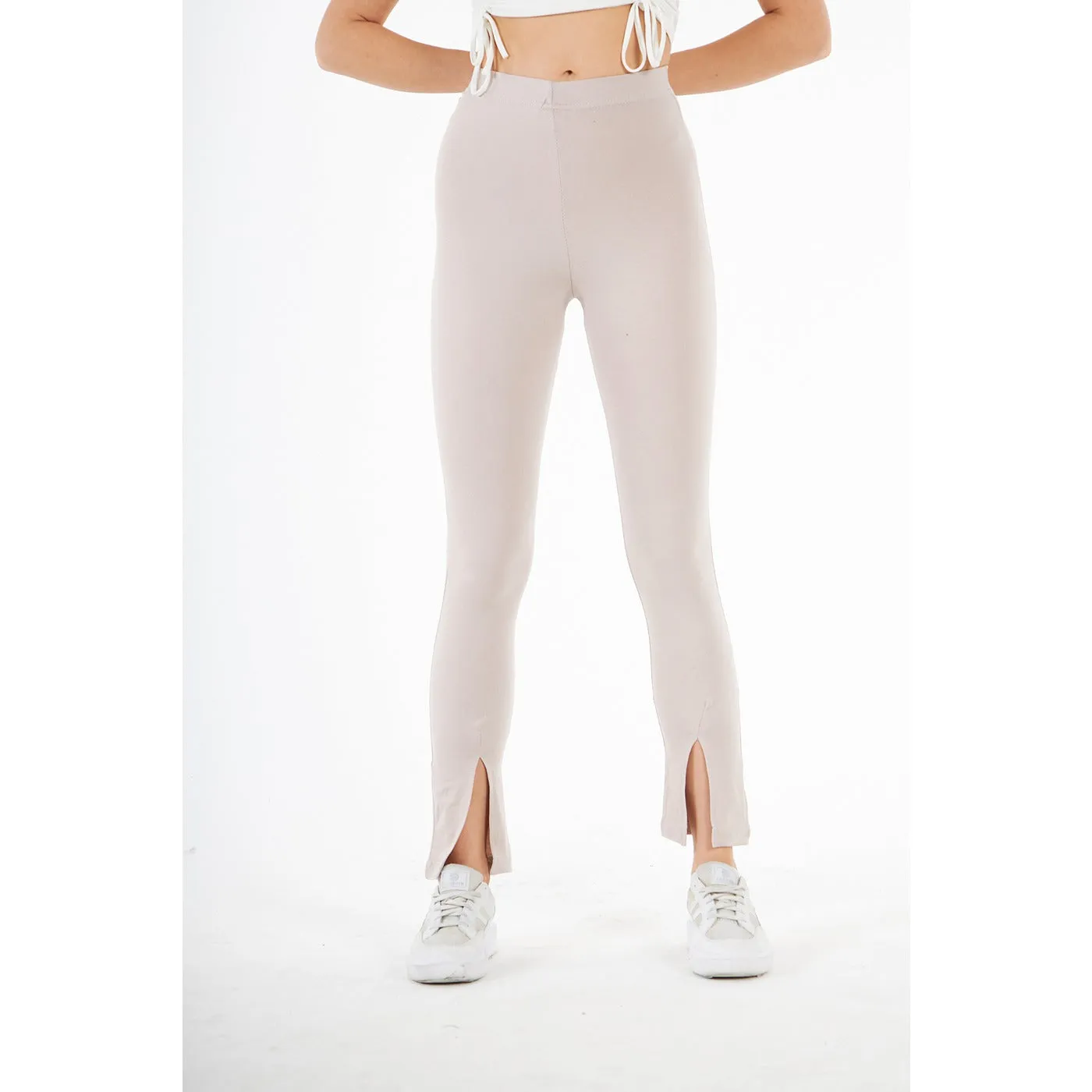 Nude Split Hem Leggings