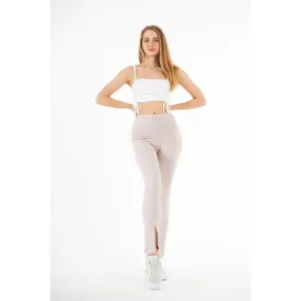 Nude Split Hem Leggings