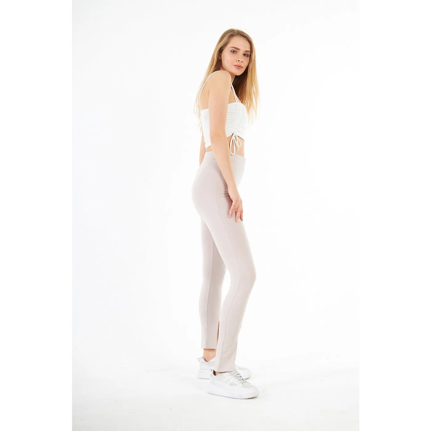 Nude Split Hem Leggings