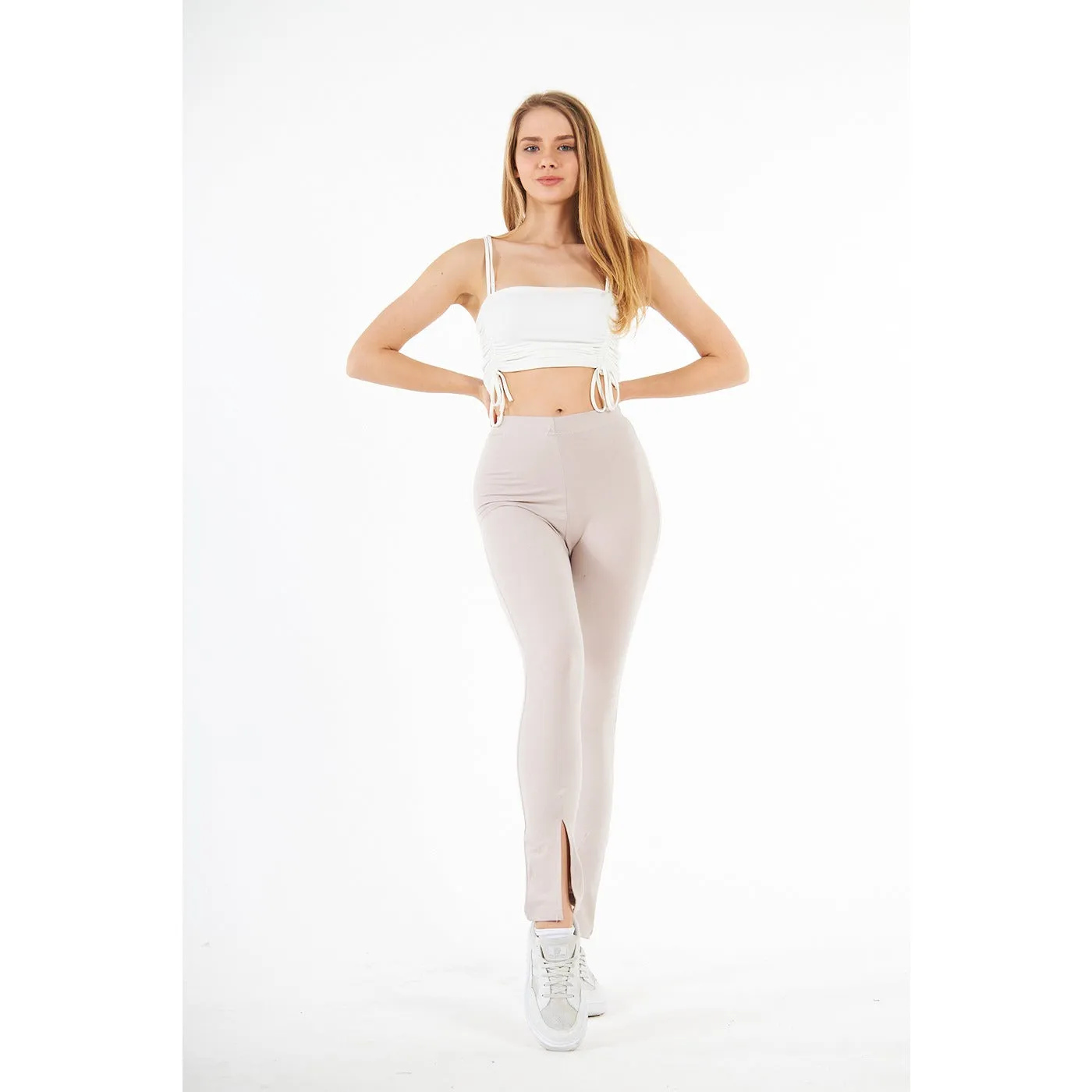 Nude Split Hem Leggings