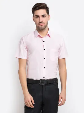 Pink Men'S Cotton Half Sleeves Solid Formal Shirts