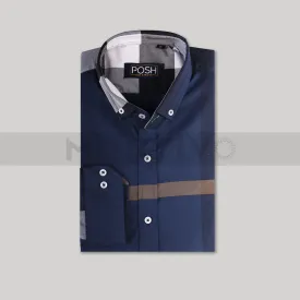 Random Stripe Cotton Navy Shirt