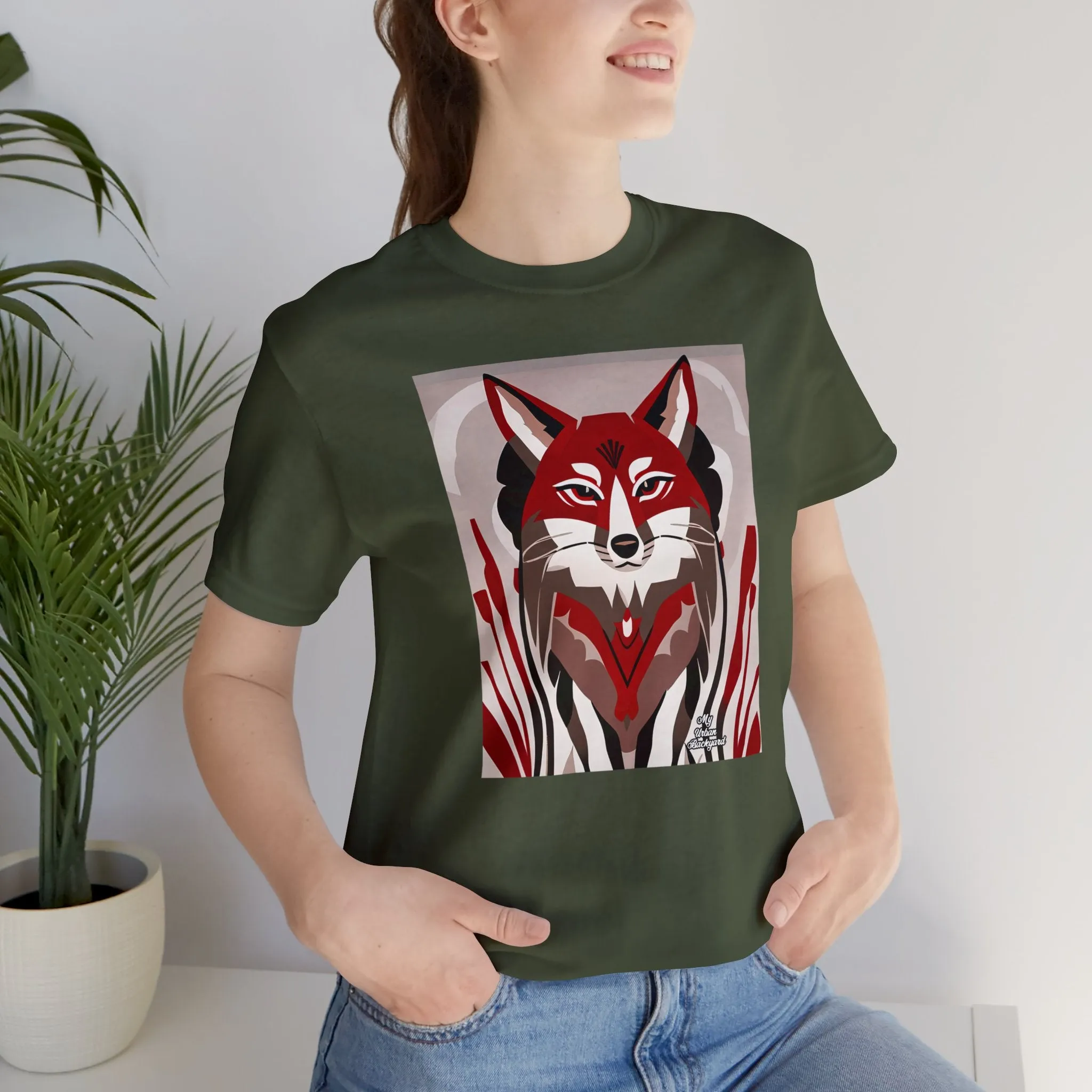 Red Coyote, Soft 100% Jersey Cotton T-Shirt, Unisex, Short Sleeve, Retail Fit