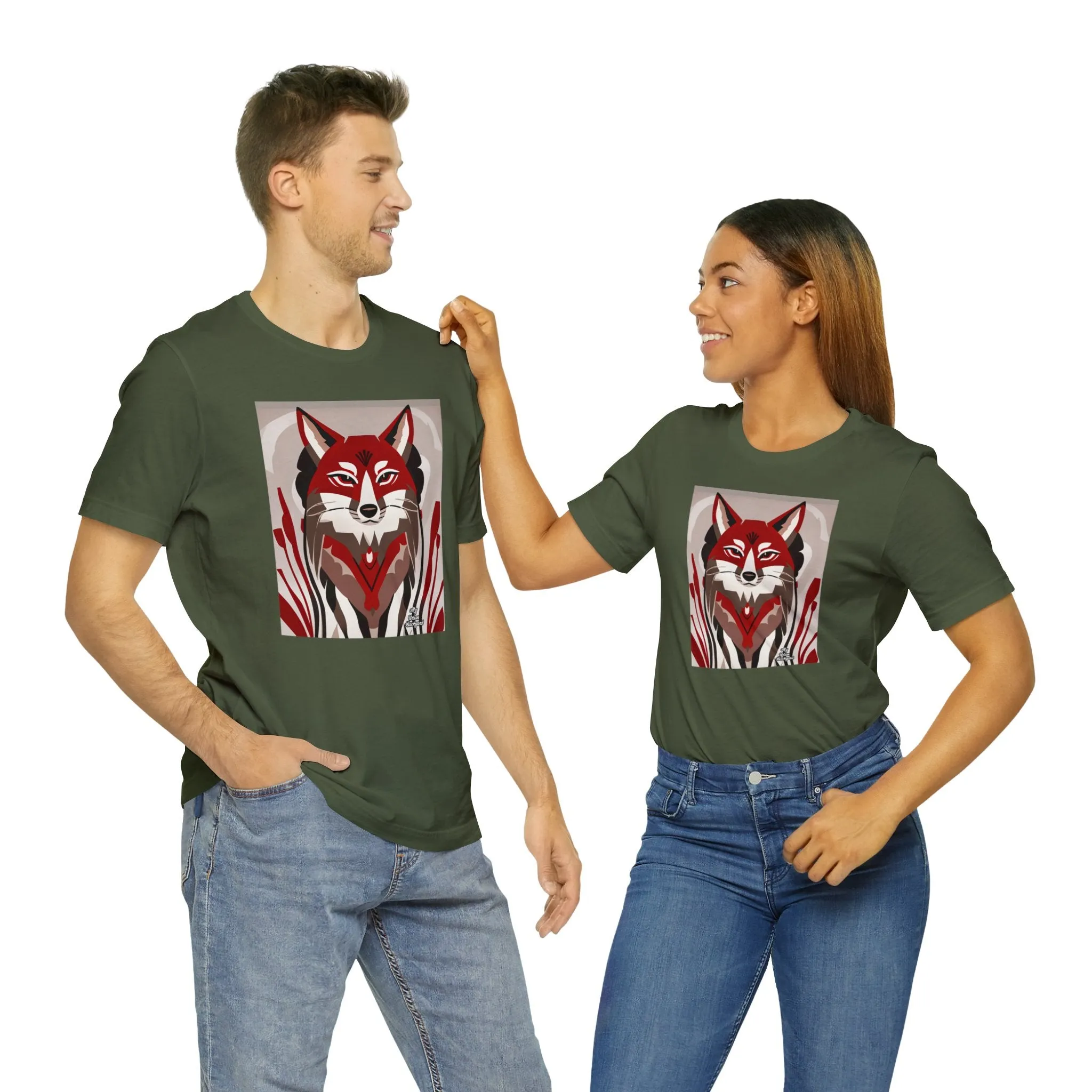 Red Coyote, Soft 100% Jersey Cotton T-Shirt, Unisex, Short Sleeve, Retail Fit