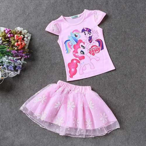 Retail 2017 New Summer Kids Girls Clothing Set Elsa t shirt   Dress Cotton Baby Girls Suits Set fashion Children Girl Clothes