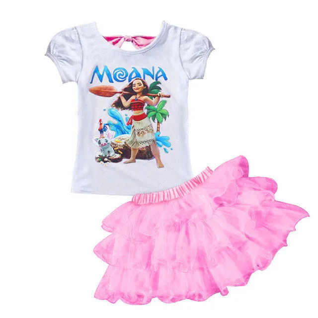 Retail 2017 New Summer Kids Girls Clothing Set Elsa t shirt   Dress Cotton Baby Girls Suits Set fashion Children Girl Clothes