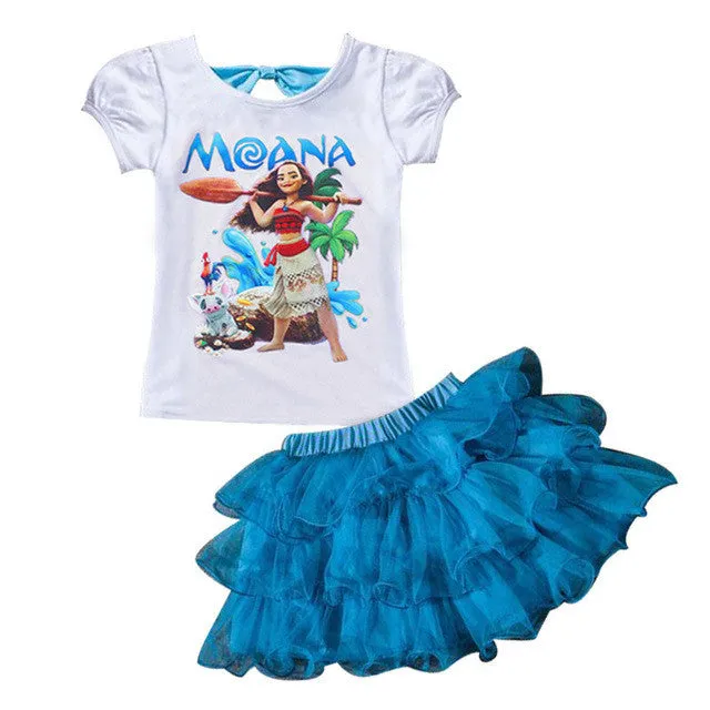 Retail 2017 New Summer Kids Girls Clothing Set Elsa t shirt   Dress Cotton Baby Girls Suits Set fashion Children Girl Clothes