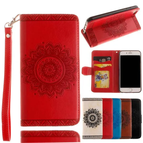 Retro Flip Leather Wallet Style Phone Cases For iPhone 7 6 6S Plus 5 5S SE Cover Luxury Mandala Henna Floral Flower Pattern Capa