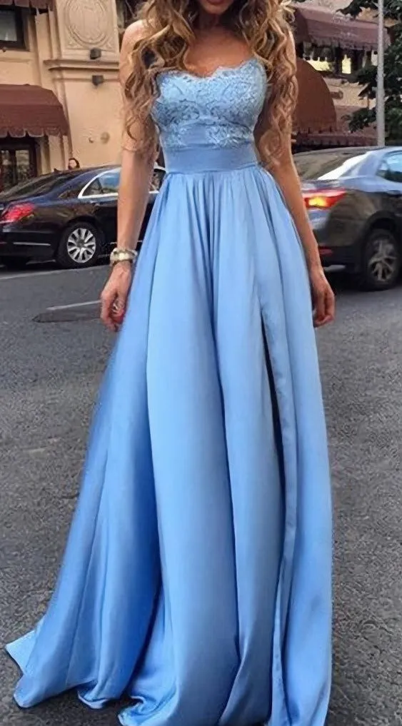 Sexy Dres Lace Long Blue A Line Women 2025 Prom Dresses