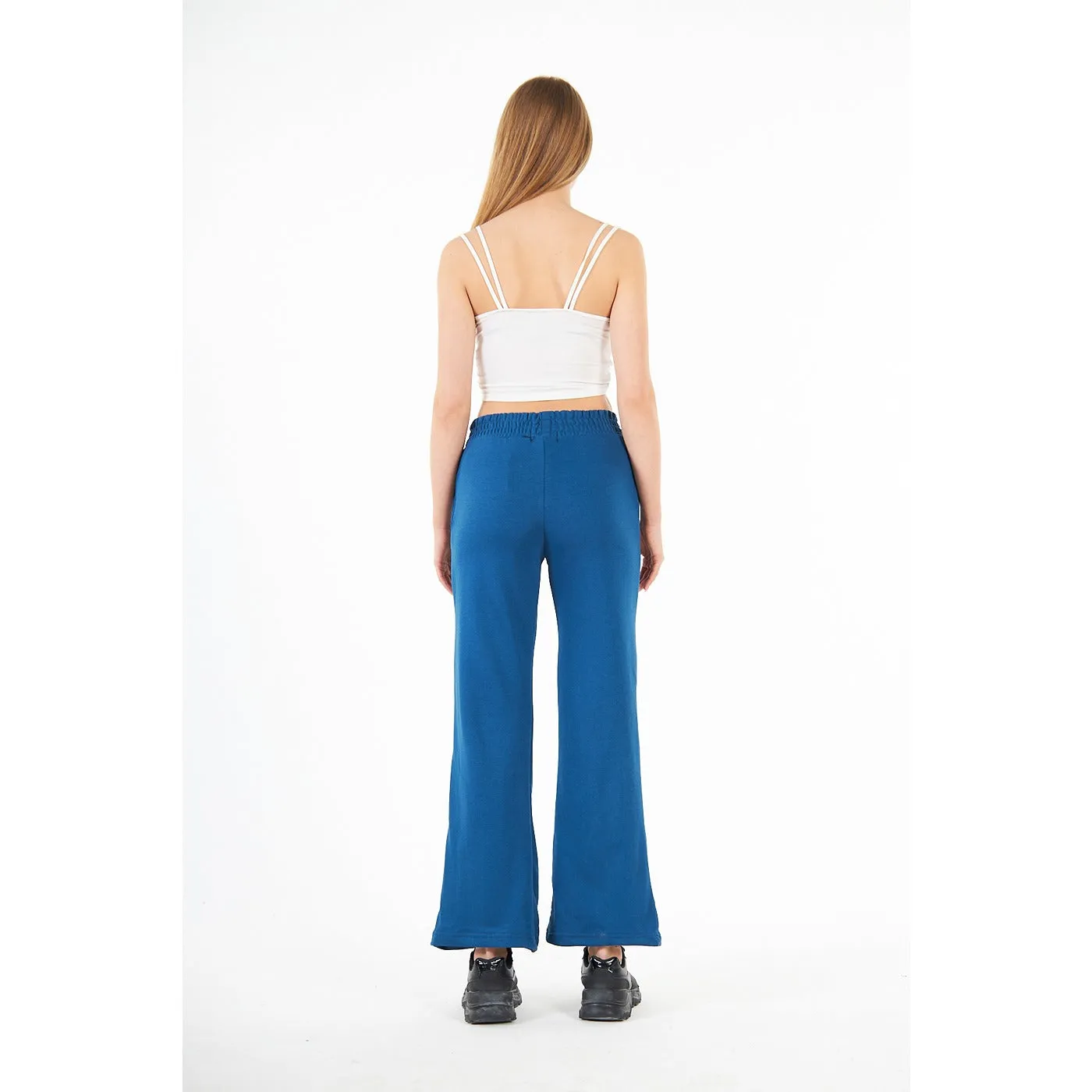 Teal Blue Wide Leg High Trousers