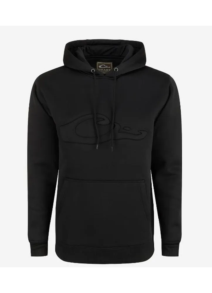 The Back Eddy Embossed Solid Hoodie in Caviar Black by Drake