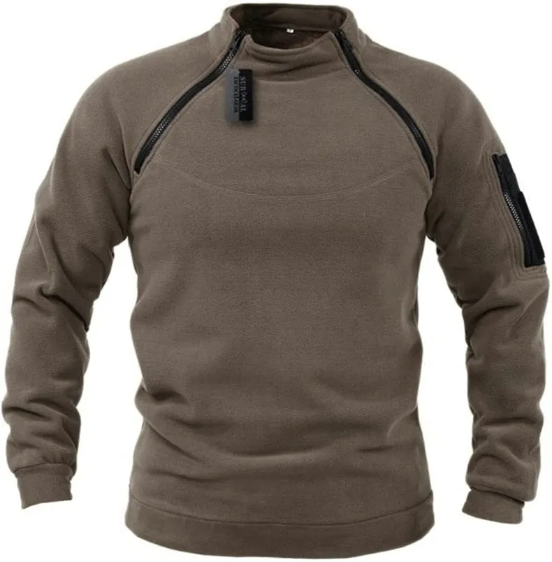 US Men&#39;s Tactical Outdoor Polar Fleece Jacket Hunting Clothes Warm Zippers Pullover Men Windproof Coat Thermal Hiking Underwear