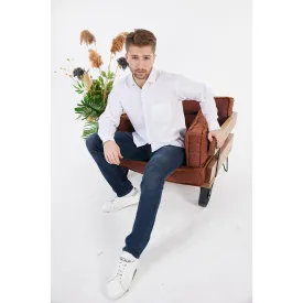 White Microcheck Slim Fit Shirt