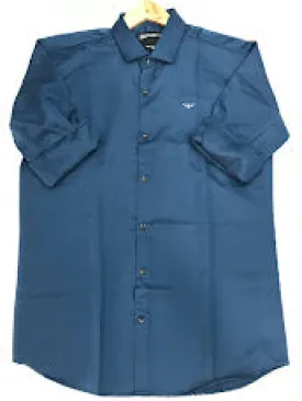 Winsome Blue Color Full Sleeve Shining Silk Shirts For Men