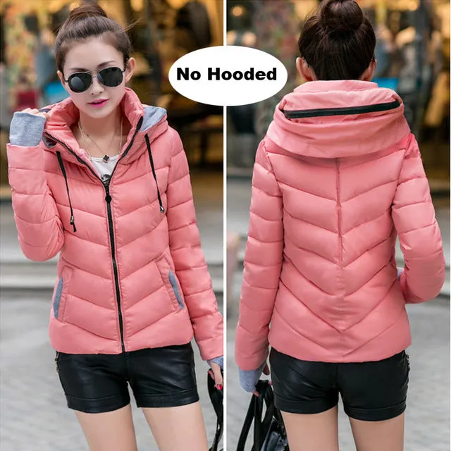 Winter Jacket Women Cotton Short Jacket 2017 New Girls Padded Slim Hooded Warm Parkas Stand Collar Coat Female Autumn Outerwear