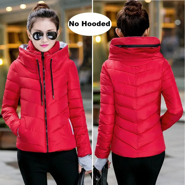 Winter Jacket Women Cotton Short Jacket 2017 New Girls Padded Slim Hooded Warm Parkas Stand Collar Coat Female Autumn Outerwear