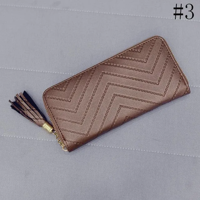 Women Day Clutches Long Wallet Lady Leather Wallet Clutch Checkbook Purse Tassel Purse Women Long Leather Wallet