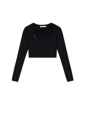 Women’s Activewear 2.0 Cropped Long Sleeve Top—black