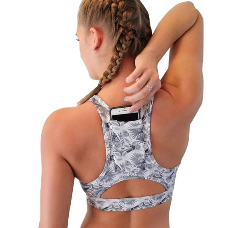 Women's Athletic Workout Top with Rear Pocket - Yoga Active Wear