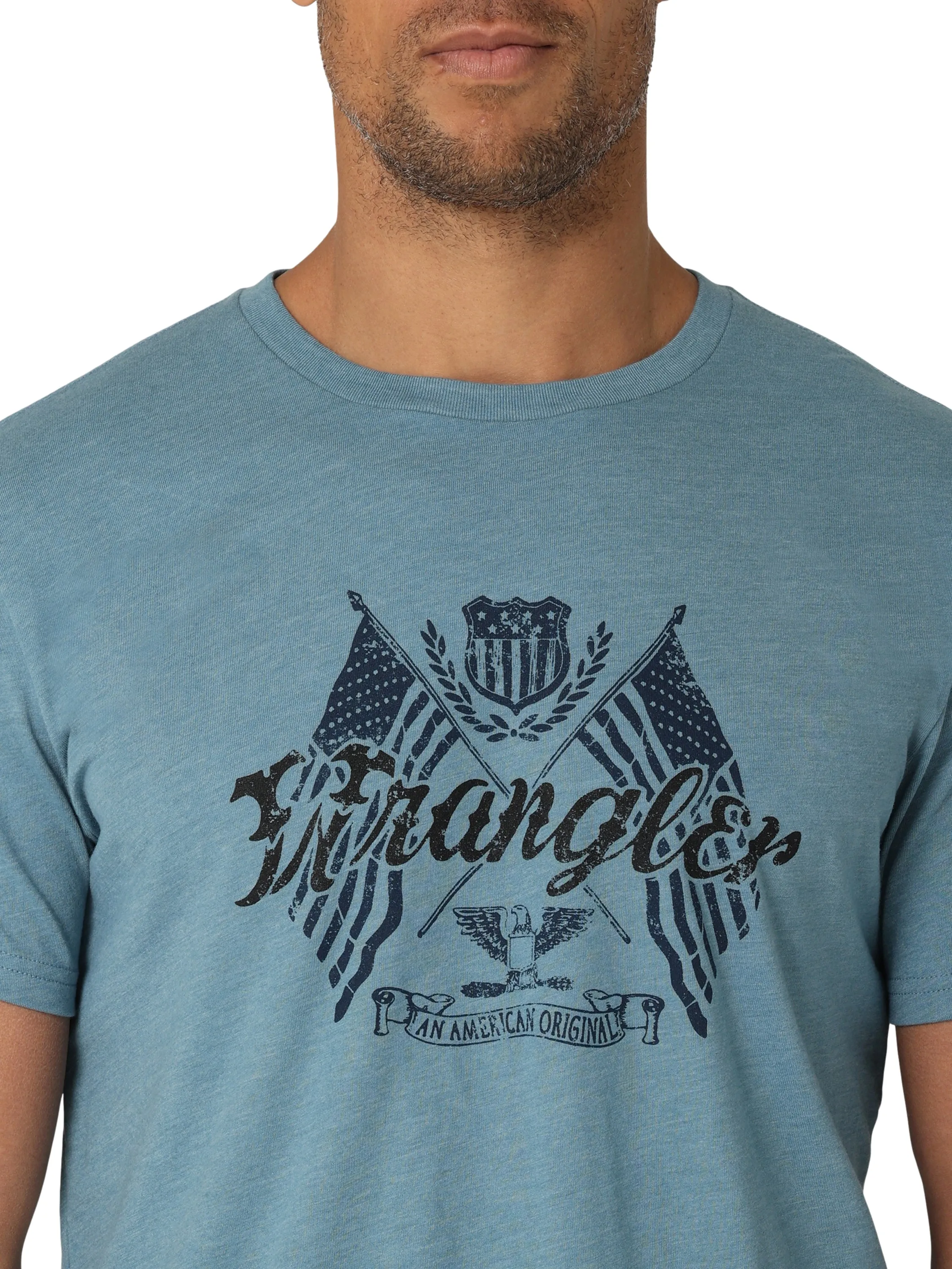 Wrangler Americana Flags Heather Blue T-Shirt for Men