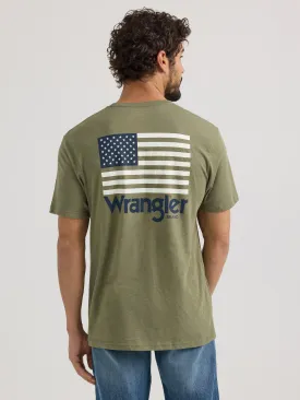 Wrangler Heather Green USA Flag T-Shirt for Men